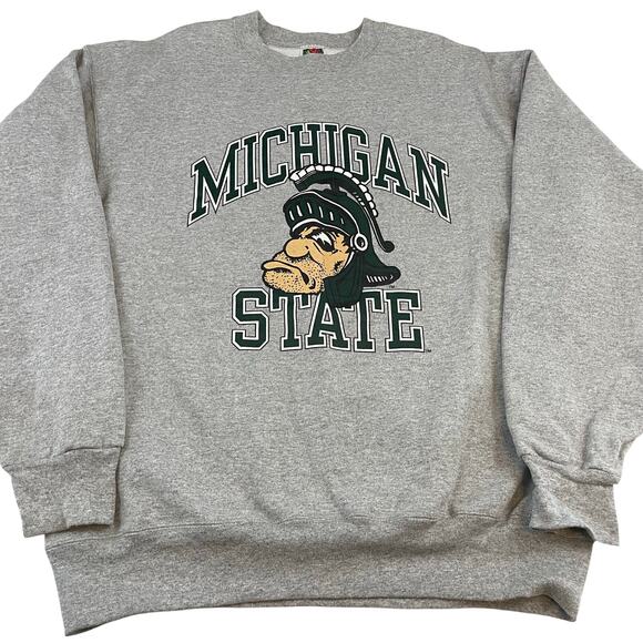 VTG 90s Michigan State Spartans Sweatshirt Gray size XL USA - Picture 1 of 7